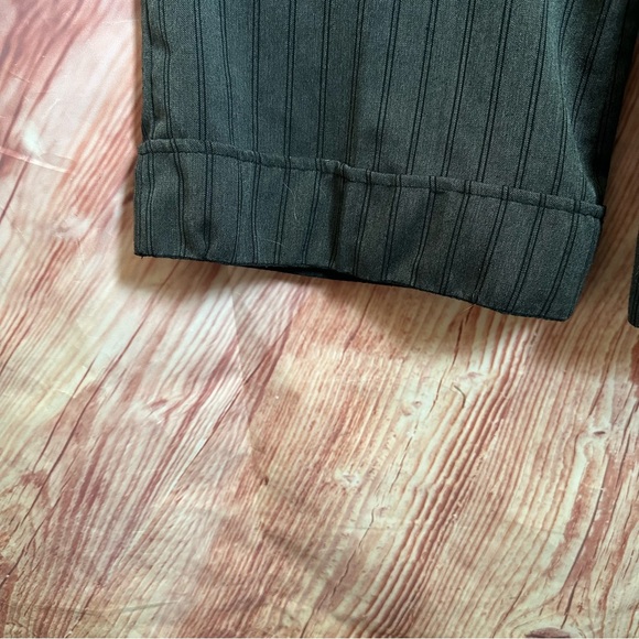 Vintage Y2K Forever 21 Gray Pinstripe Wide Leg Suspender Dress Pants - Picture 7 of 14